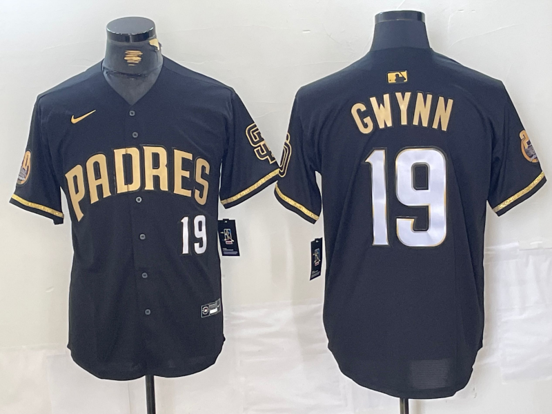 Men's San Diego Padres Tony Gwynn #19 Black Jersey